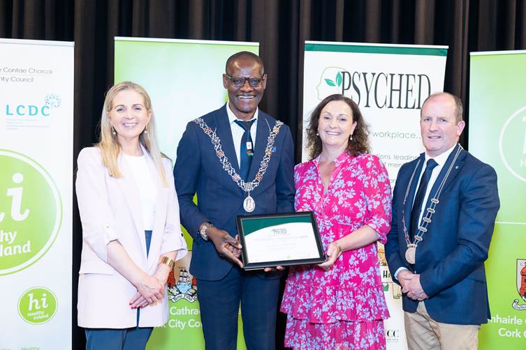 Breda Richardson accepting PSYCHED recognition on behalf of Solace Café, Cork Mental Health